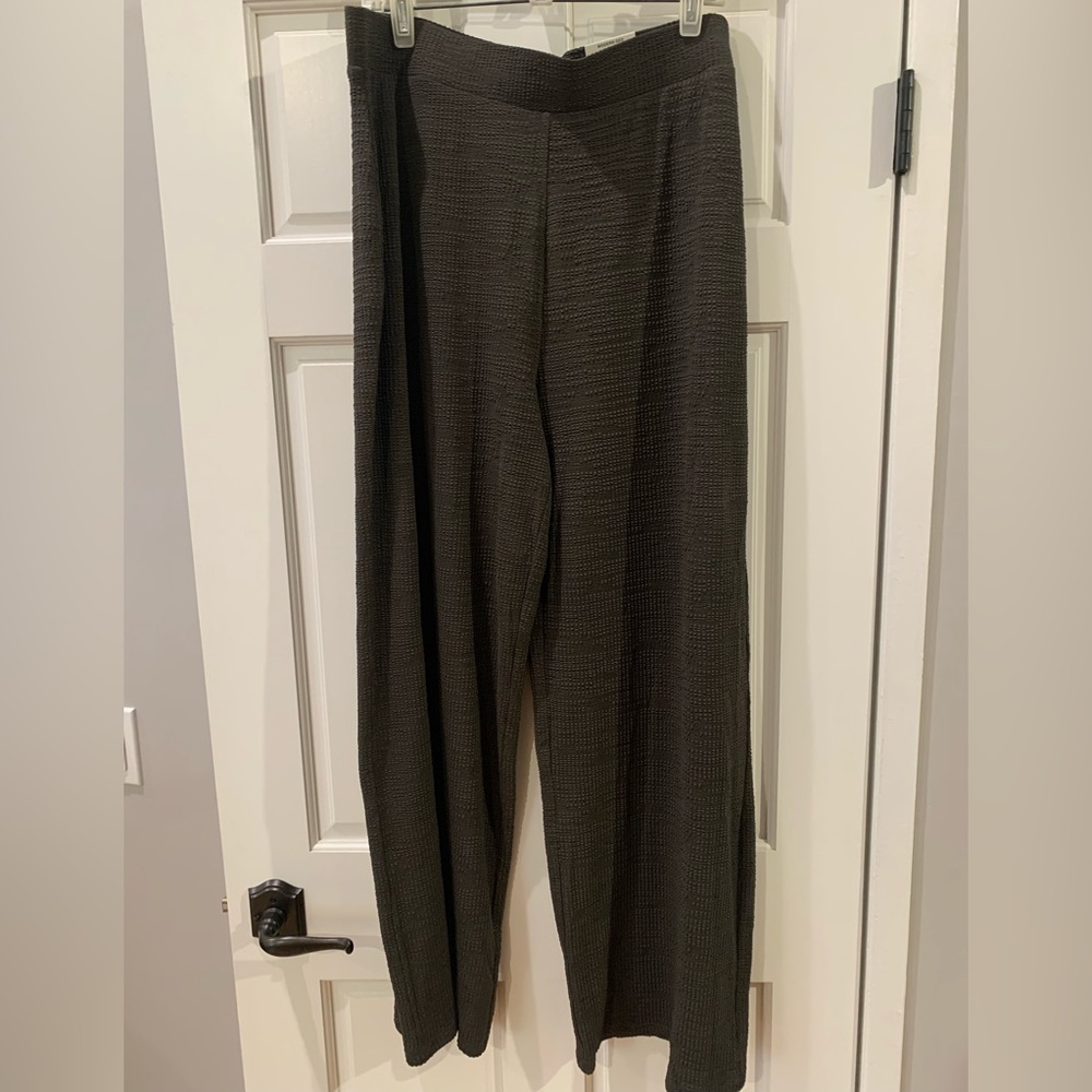 ALFANI Wide Leg Dark Olive Crinkled Pants